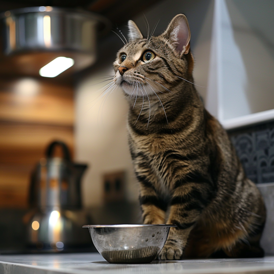 BIOFAN Cat waiting for more food